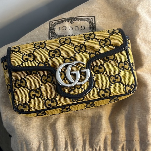 Auth NEW Gucci Signature GG Super Mini Marmont Crossbody - Picture 3 of 10